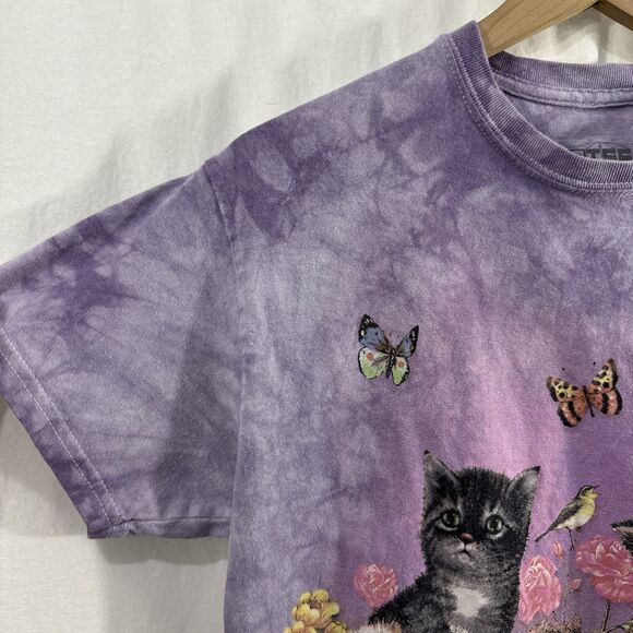 3D Tees By The Mountain Kittens Floral Purple Shirt Womens Size M 38/40 Y2K - Picture 4 of 7